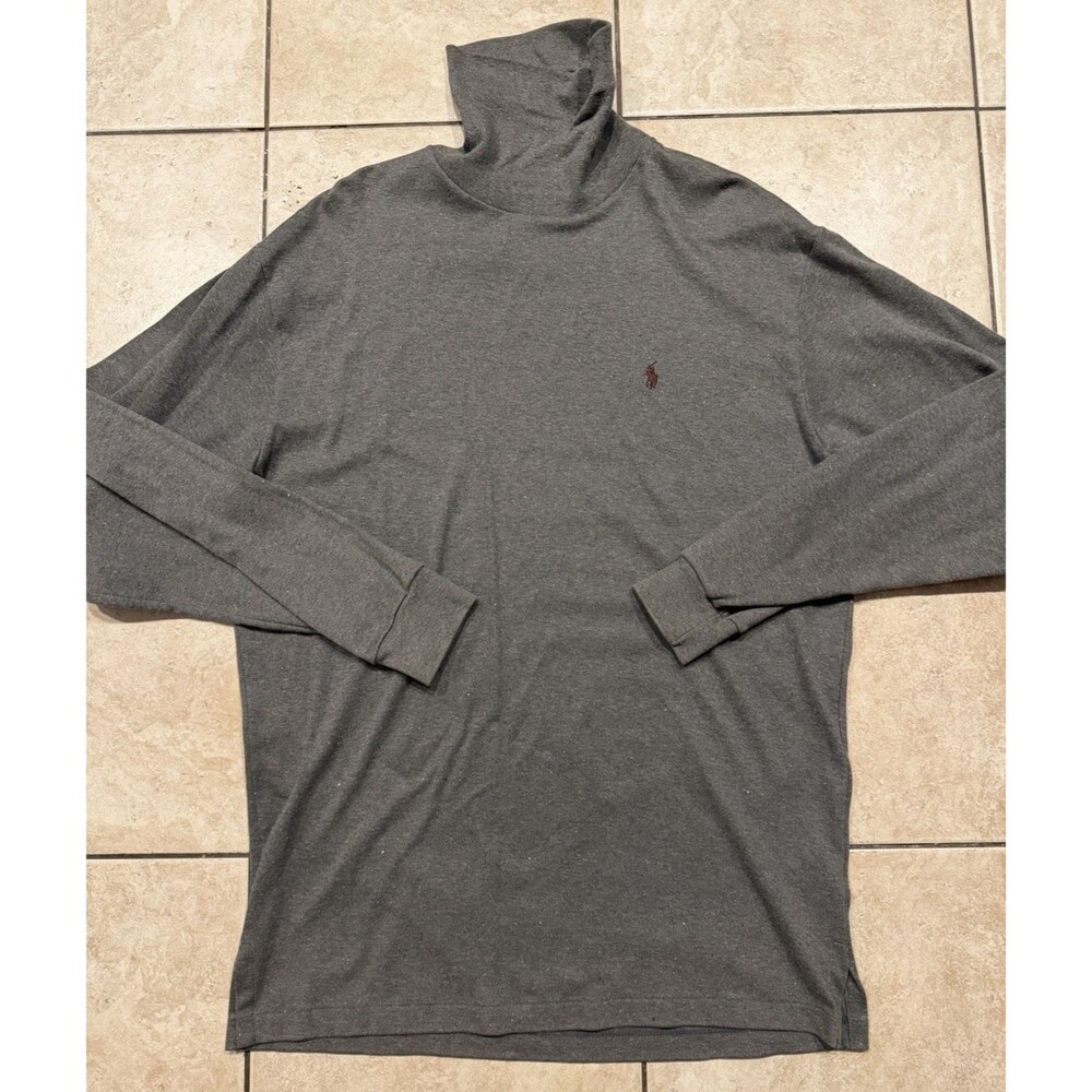 VTG Polo Ralph Lauren Shirt Mens M Grey Roll Neck USA MADE Single stitch 80s 90s
